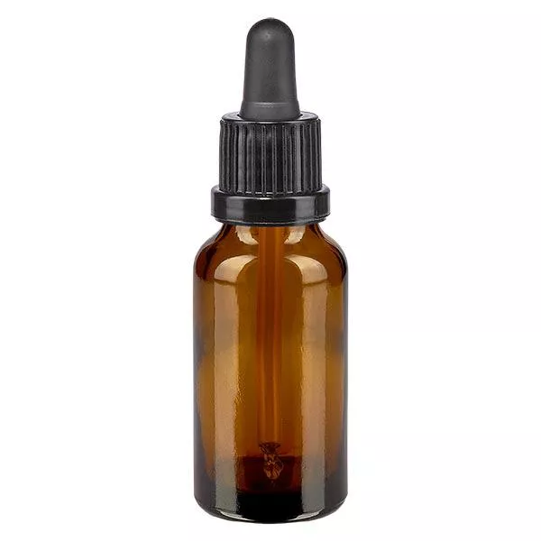Apoteksflaska brun 20ml pipett svart sabotageförslutning Apoteksflaska brun 20ml pipett svart sabotageförslutning