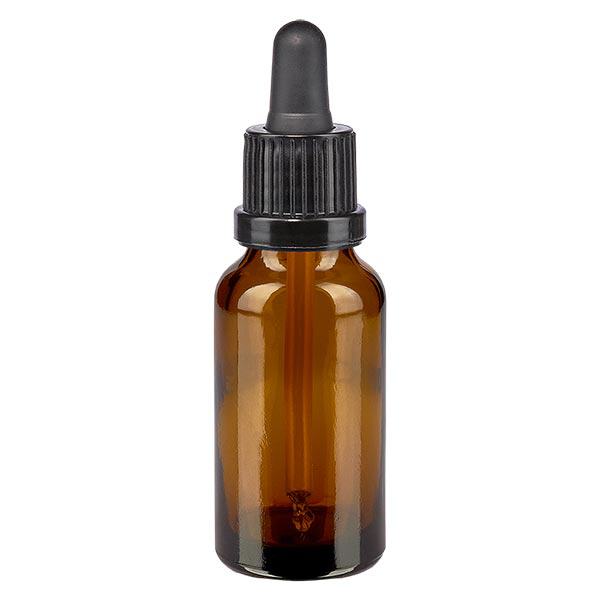 Apoteksflaska brun 20ml pipett svart sabotageförslutning