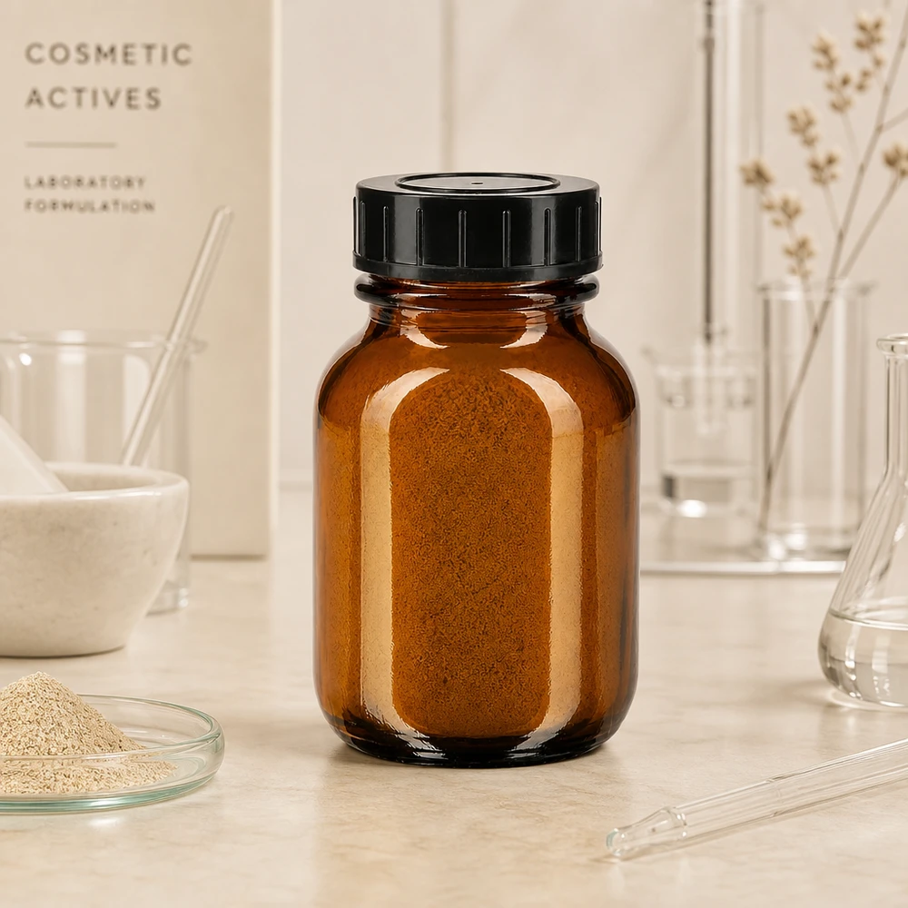 Högkvalitativ 50 ml apoteksflaska av UV-skyddande bärnstensfärgat glas för kosmetiska formuleringar
