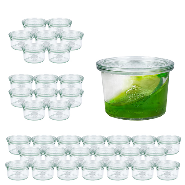 Set med 36 glas Weck 80 ml med 36 glaslock Set med 36 glas Weck 80 ml med 36 glaslock