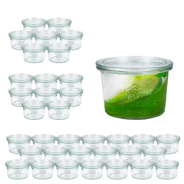 Set med 36 glas Weck 80 ml med 36 glaslock Set med 36 glas Weck 80 ml med 36 glaslock
