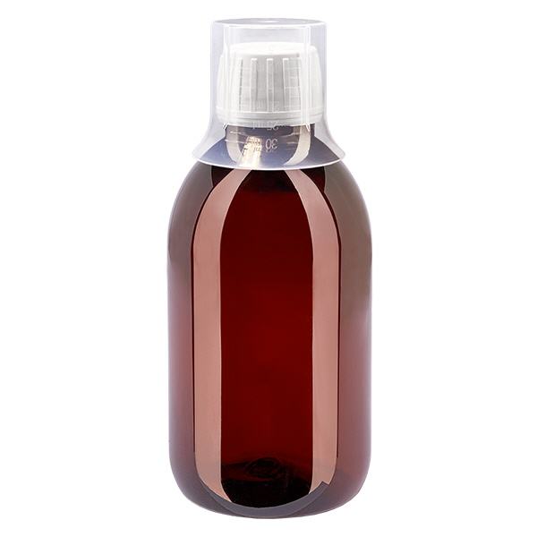 PET-flaska 250 ml med vit kapsyl med säkerhetsförslutning + mugg PET-flaska 250 ml med vit kapsyl med säkerhetsförslutning + mugg