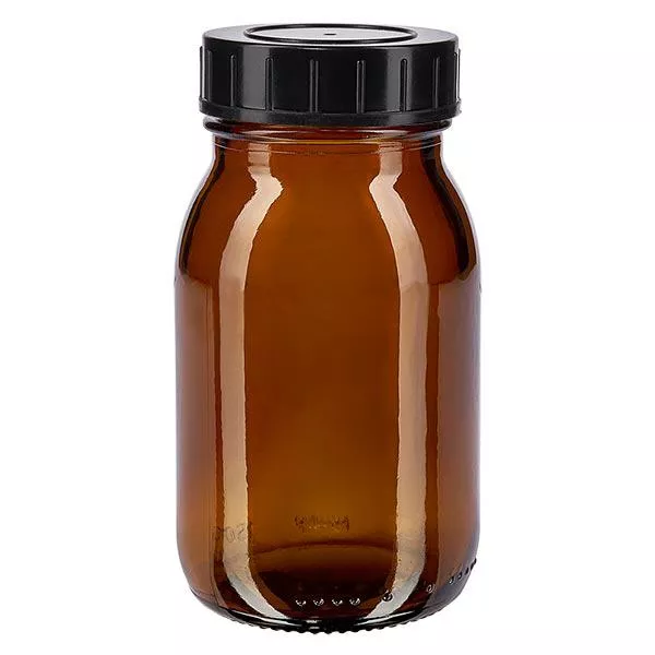 150 ml bredhalsad bärnstensfärgad glasflaska med skruvkork 150 ml bredhalsad bärnstensfärgad glasflaska med skruvkork