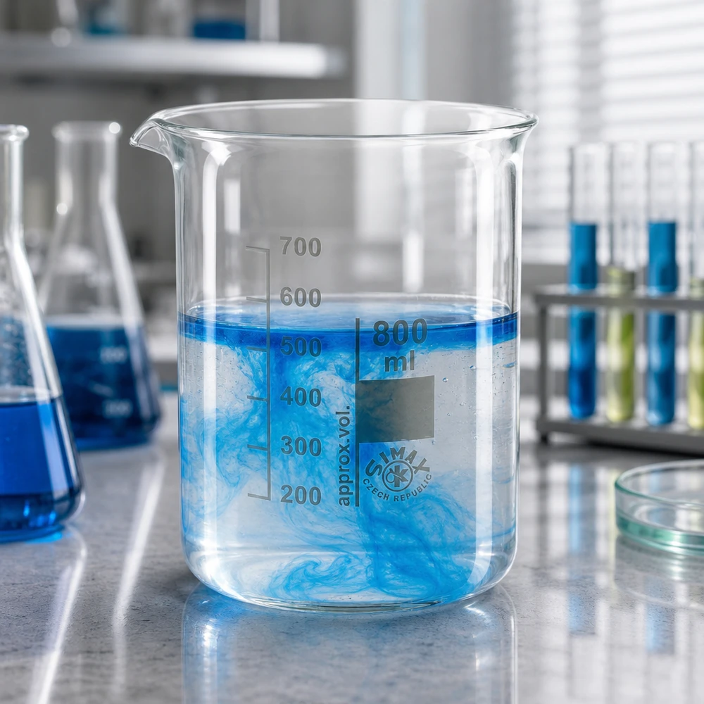 Bägare 800ml borosilikatglas, låg form Bägare i borosilikatglas 800 ml med låg form och stabil konstruktion för professionellt laboratoriearbete