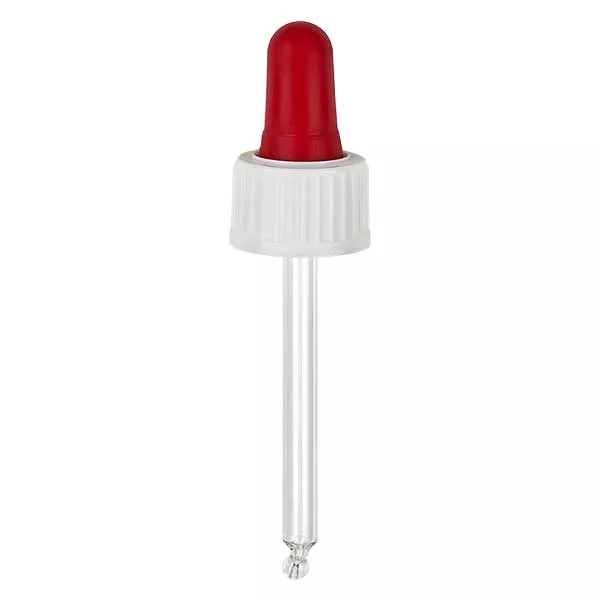 Droppipett av glas vit/röd 18mm PL53.5 Standard Droppipett av glas vit/röd 18mm PL53.5 Standard