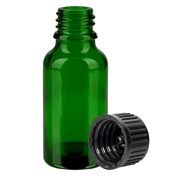 20ml flaska 11mm skruvkork svart standard GreenLine UT18/20 20ml flaska 11mm skruvkork svart standard GreenLine UT18/20