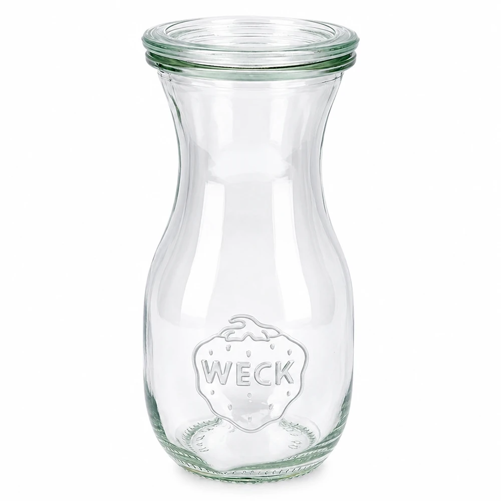290 ml juiceflaska med glaslock WECK RR60 WECK juiceflaska 290ml av glas med glaslock RR60 transparent med Weck-logotyp för juice och drycker