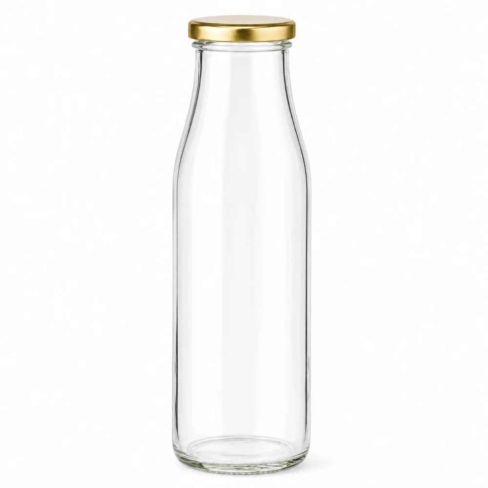 500 ml glasflaska + BasicSeal-lock guld UNiTWIST 500ml glasflaska med guld BasicSeal lock tom transparent för drycker mjölk juice UN-certifierad