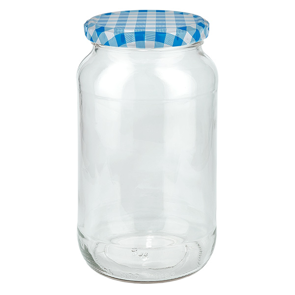 1062ml rund burk + BasicSeal-lock blå/vit UNiTWIST