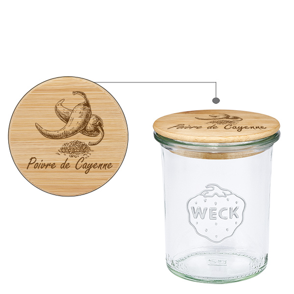 Trälock Poivre de Cayenne med WECK-glas med fot Trälock Poivre de Cayenne med WECK-glas med fot