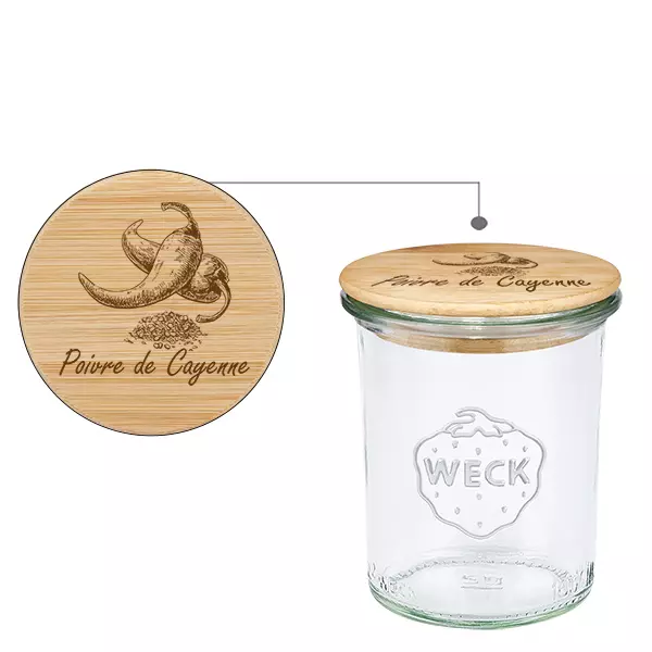 Trälock Poivre de Cayenne med WECK-glas med fot Trälock Poivre de Cayenne med WECK-glas med fot