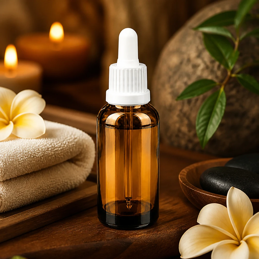 30 ml pipettflaska vit med säkerhetsförslutning BrownLine UT18/30 Kompakt 30 ml glasflaska med pipett, idealisk för kosmetika- och hälsotillämpningar