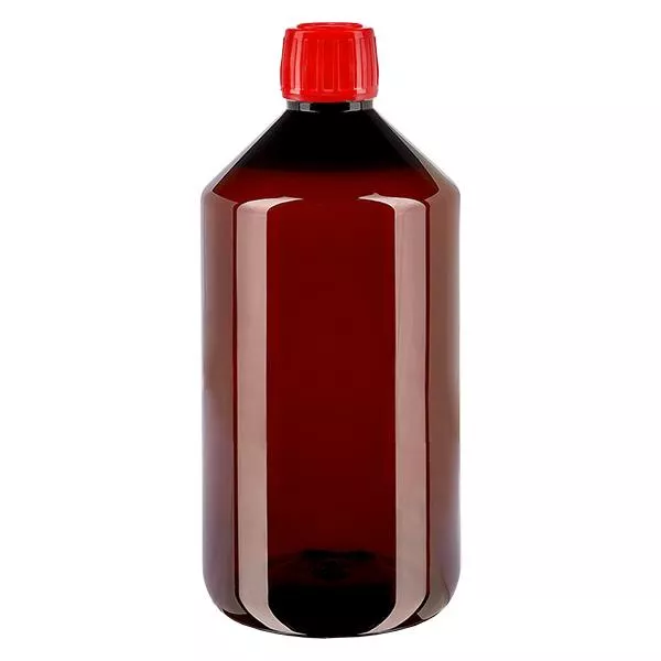 PET-flaska 750 ml med rött säkerhetslock PET-flaska 750 ml med rött säkerhetslock