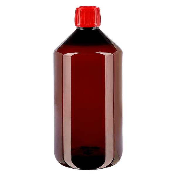 PET-flaska 750 ml med rött säkerhetslock PET-flaska 750 ml med rött säkerhetslock