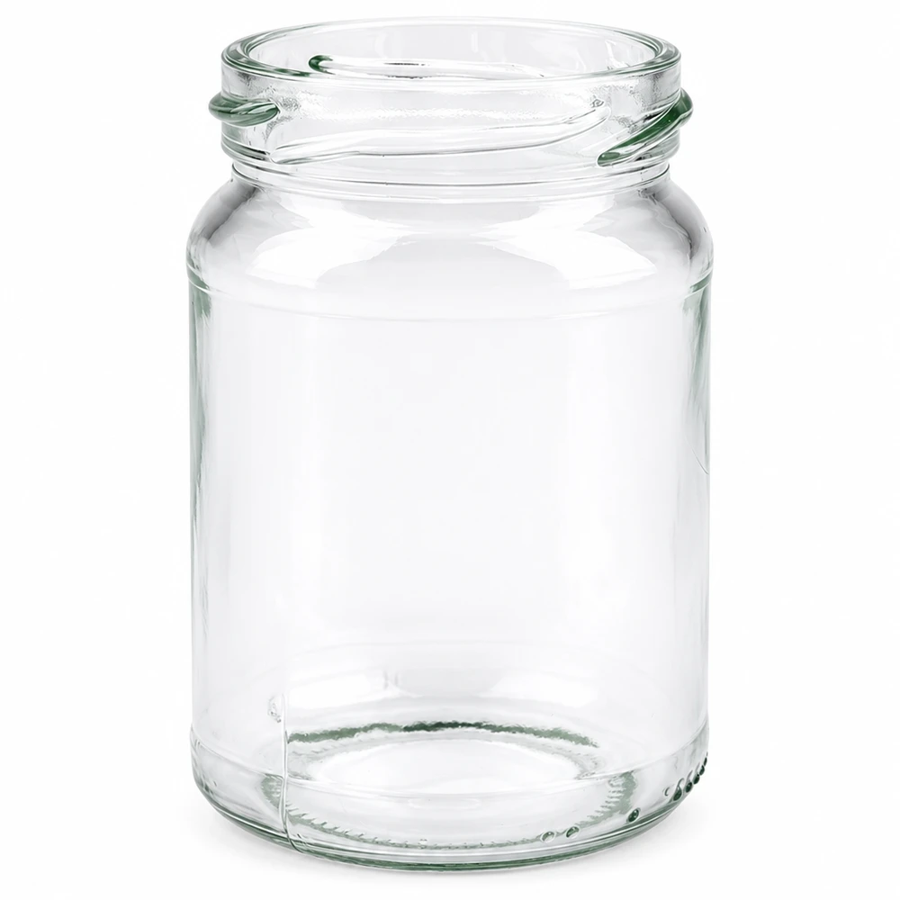 205ml rund glasburk utan lock (TO58) UNiTWIST UNiTWIST Runda205 rund burk 205ml TO58 skruvgänga tom transparent konserveringsburk förvaringsburk