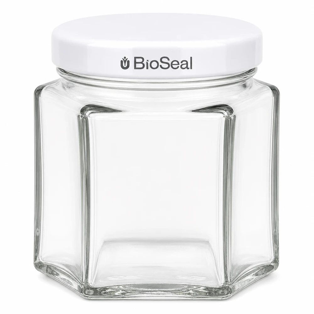 47ml hexa burk med vitt BioSeal lock UNiTWIST 47ml hexa burk med vitt BioSeal lock UNiTWIST