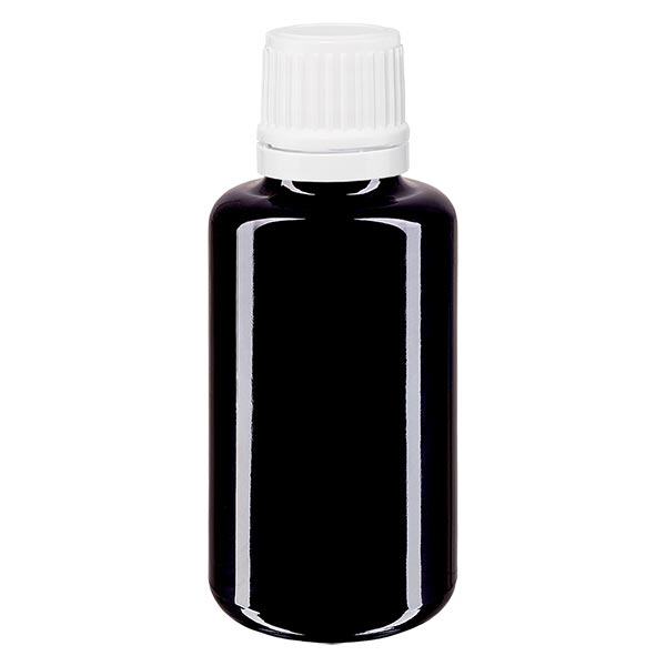 Apoteksflaska violett 30 ml dropplock 1,2 mm vit manipuleringssäker förslutning Apoteksflaska violett 30 ml dropplock 1,2 mm vit manipuleringssäker förslutning