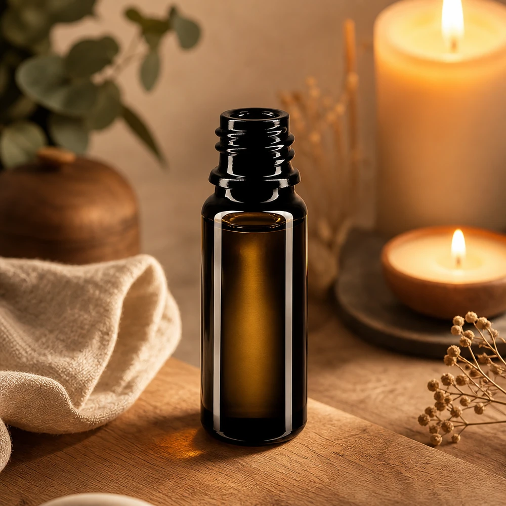 Premium Mironglass-flaska 10ml DIN 18 i elegant violett färg för aromaterapi