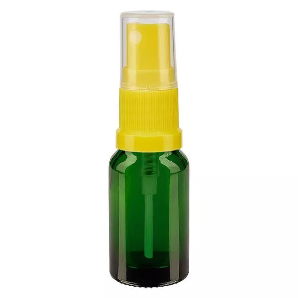 Apoteksflaska grön 10ml med gult spraytopp Apoteksflaska grön 10ml med gult spraytopp