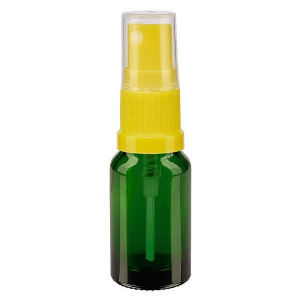 Apoteksflaska grön 10ml med gult spraytopp Apoteksflaska grön 10ml med gult spraytopp