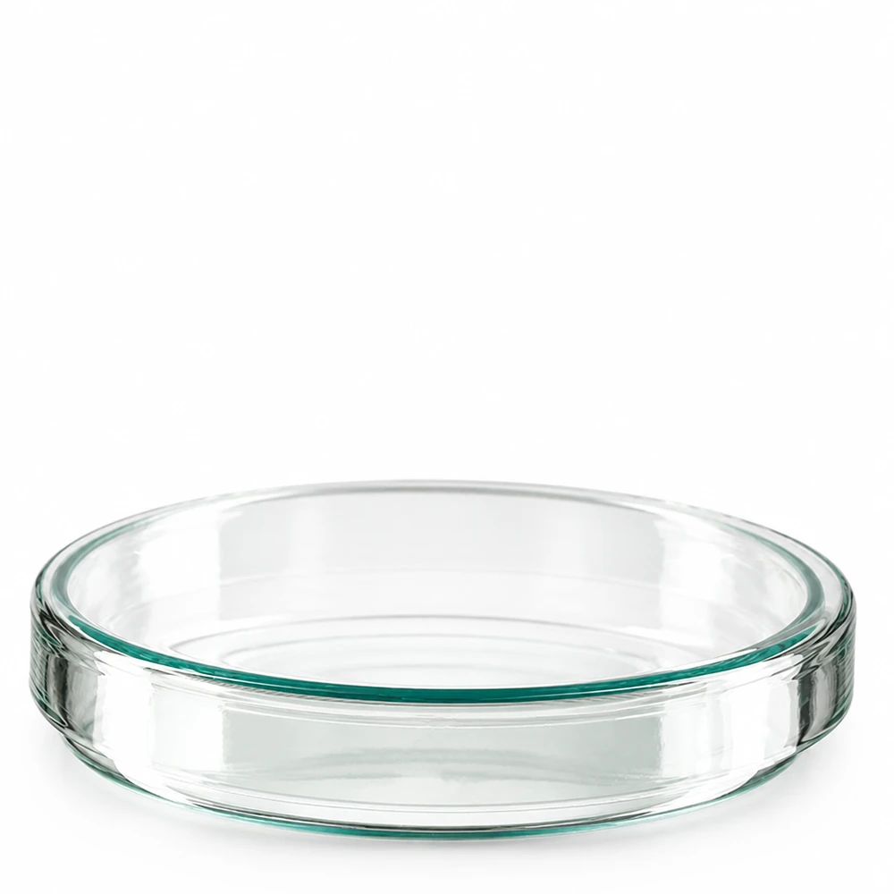 Petriskål 100x20mm glas Runda petriskålar av glas, 100 x 20 mm, med platt botten och slät kant