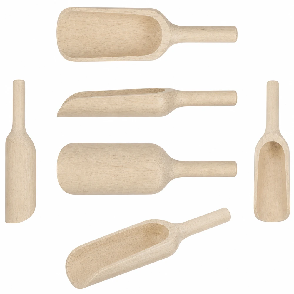 Träspade storlek L platt form - 180 mm lång Holzschaufeln Set verschiedene Größen und Formen aus natürlichem Holz - Küchenhelfer für Gewürze Mehl und Backen