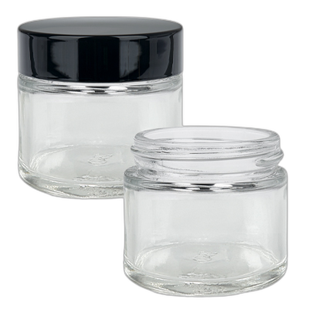 Pots en verre transparent