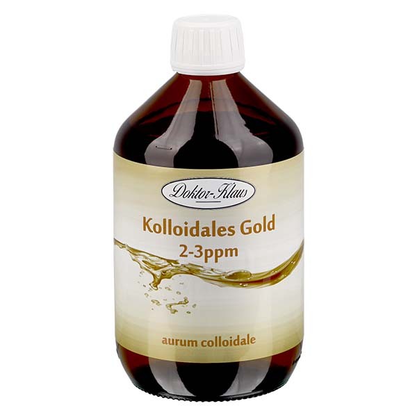 500 ml Kolloidal Guld Doktor-Klaus, 2-3ppm, för påfyllning, i brun PET-flaska