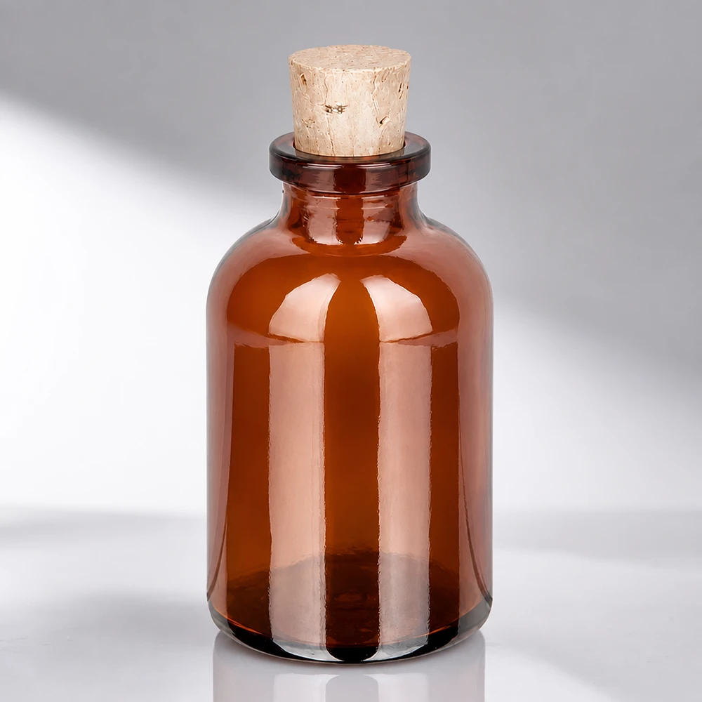 Bärnstensfärgad glasflaska 30ml med kork 11/14mm Vintage Flakon 30ml Braunglas mit handelsüblichem Korken für Naturkosmetik