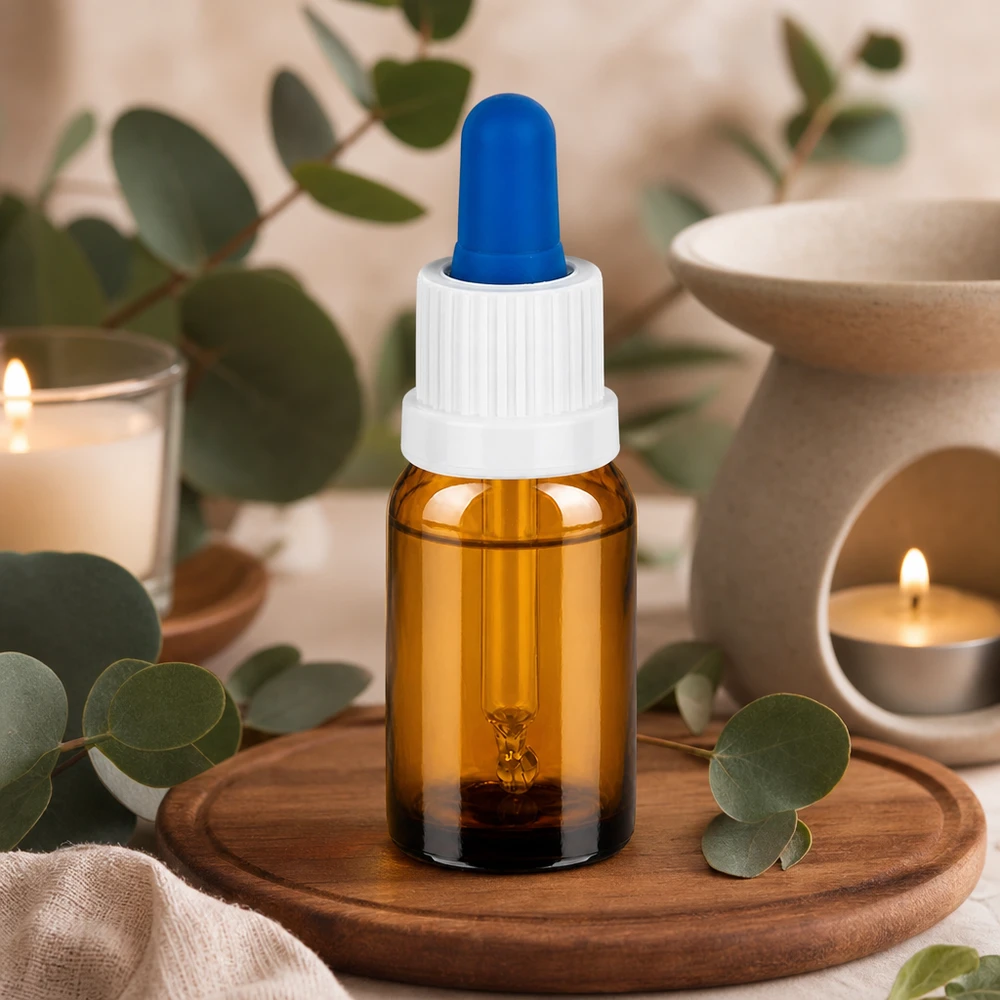 10ml pipettflaska vit/blå med säkerhetsförslutning BrownLine UT18/10 Högkvalitativ 10 ml pipettflaska BrownLine med UV-skydd och exakt blå doseringsspets