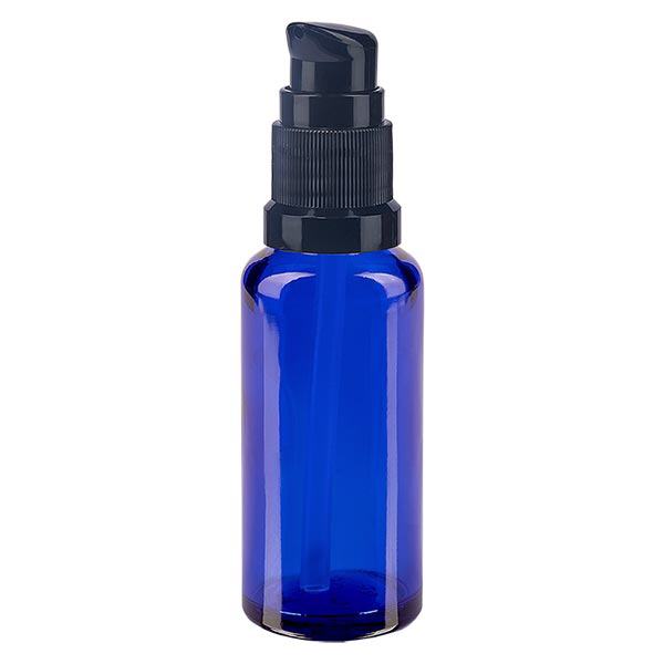 Apoteksflaska blå 30ml pumplock svart standard Apoteksflaska blå 30ml pumplock svart standard