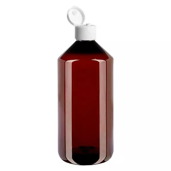 PET-flaska 1000ml med vitt flip-top lock PET-flaska 1000ml med vitt flip-top lock