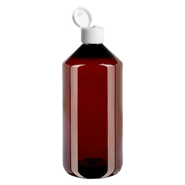 PET-flaska 1000ml med vitt flip-top lock PET-flaska 1000ml med vitt flip-top lock