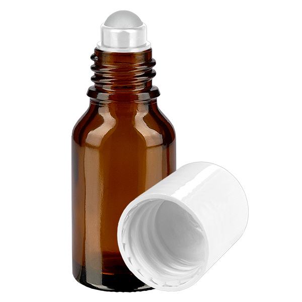 Apoteksflaska brun 15ml roll-on lock vit