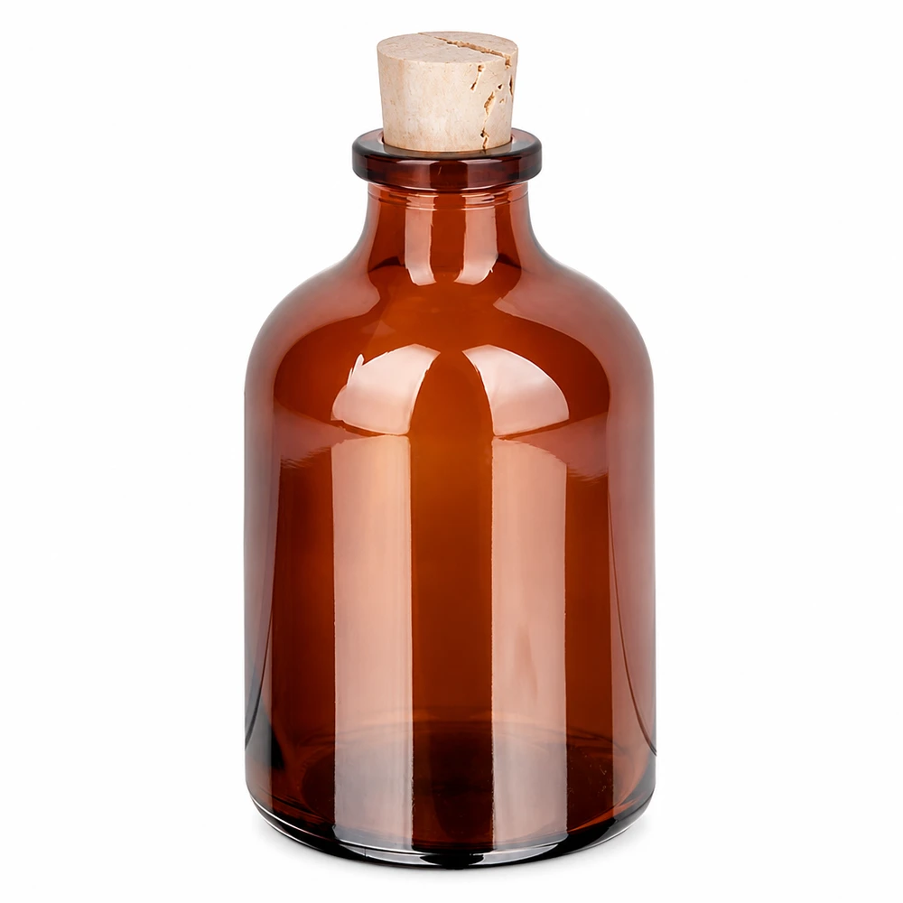 Bärnstensfärgad glasflaska 50ml med kork 11/14mm Kompakte Braunglasflasche mit Korkverschluss 50ml für Parfüm und Kosmetikprodukte