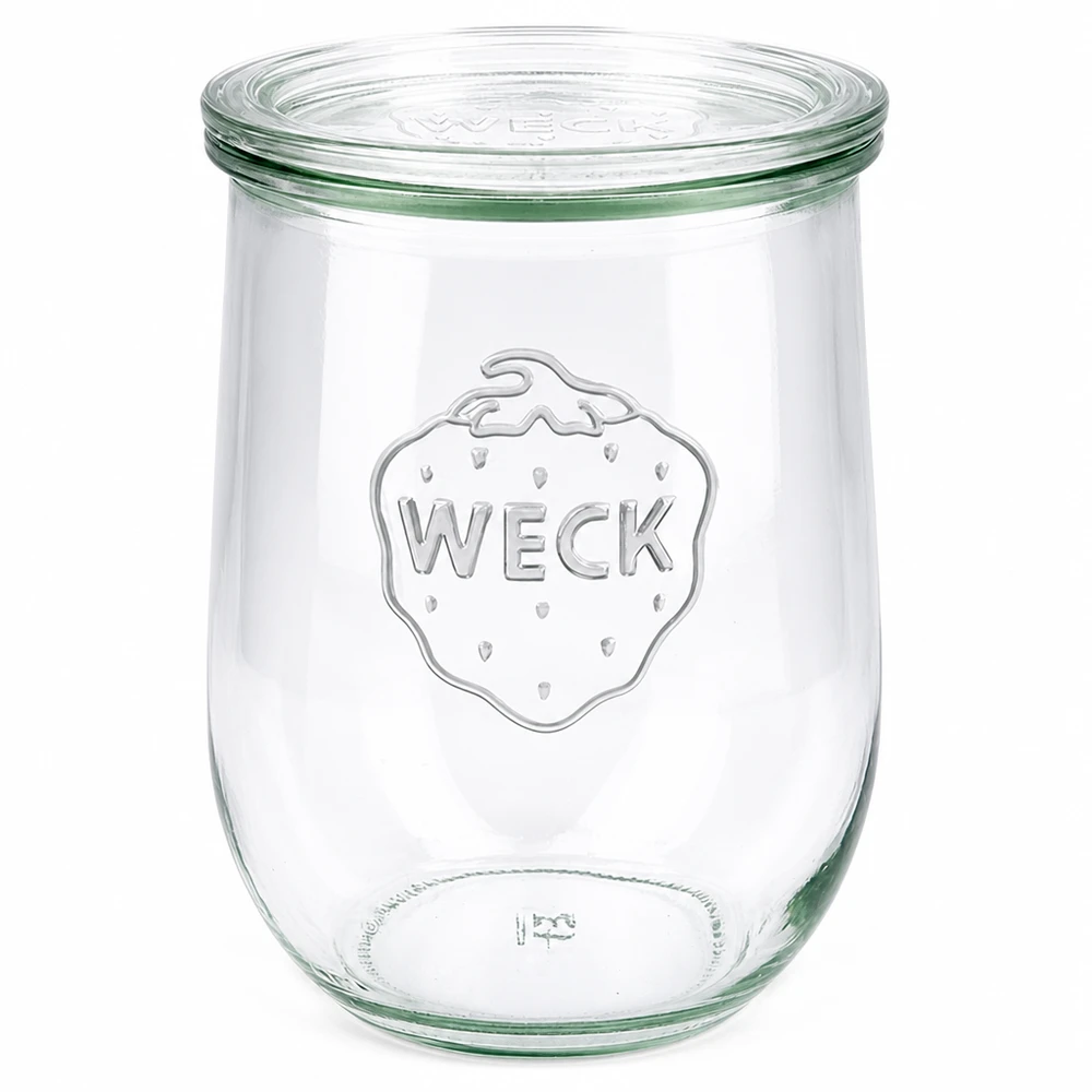 1062ml tulpanburk med glaslock WECK RR100 WECK tulpanburk 1062ml med glaslock RR100 konserveringsburk transparent med WECK-logotyp präglad