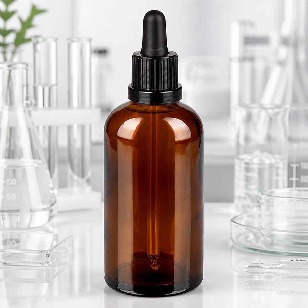 100 ml pipettflaska svart med säkerhetsförslutning BrownLine UT18/100 100 ml pipettflaska med brunt glas UV-skydd för ljuskänsliga ämnen
