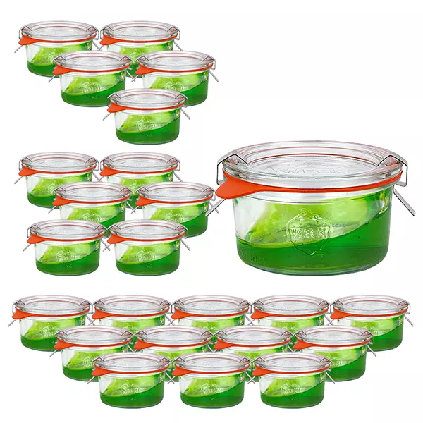 Set med 24 Weck burkar 165ml Krossade glasögon med 24 glaslock, 24 Set med 24 Weck burkar 165ml Krossade glasögon med 24 glaslock, 24