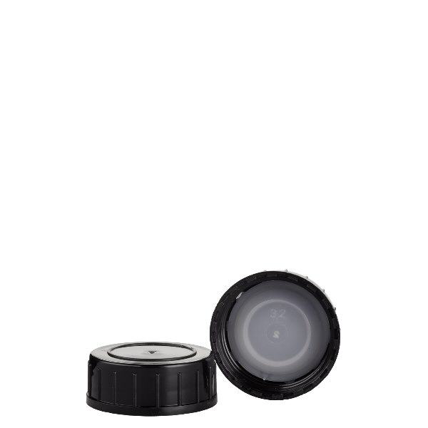Skruvlock svart av polypropylen N 32mm (DIN 32) Skruvlock svart av polypropylen N 32mm (DIN 32)
