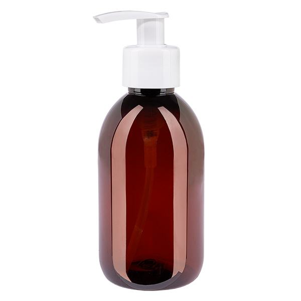 PET-flaska 250ml med dispenserpump vit PET-flaska 250ml med dispenserpump vit