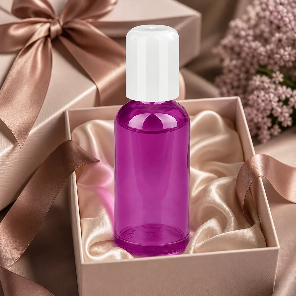 50ml roll-on flaska vit standard PurpleLine UT18/50 Roll-on-flaska 50 ml med praktisk rullkula för jämn applicering av oljor