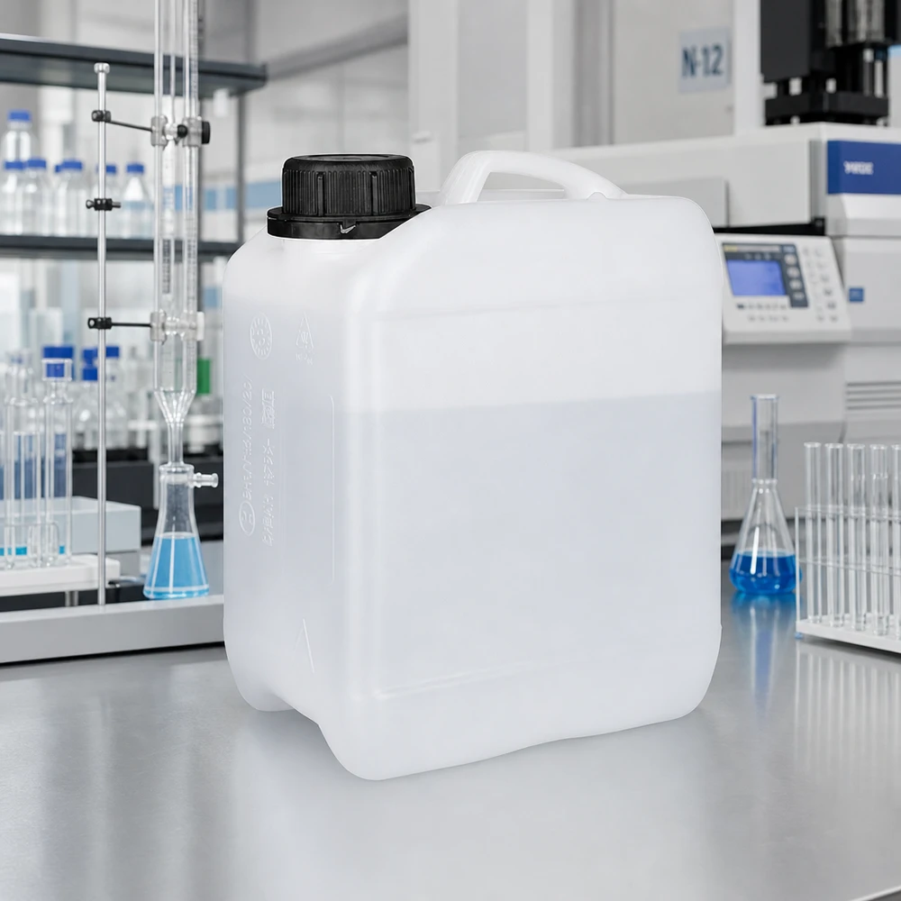 Liten plastdunk, 2,5 liter, genomskinlig, med UN-godkännande och stabilt skruvlock