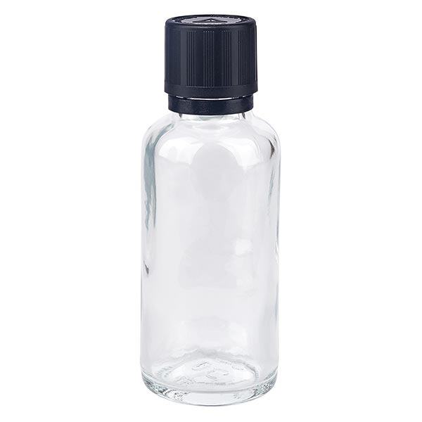 Apoteksflaska klar 30ml droppare lock hällring 1mm svart barnsäkerhetslås blind varningssymbol manipuleringssäker förslutning Apoteksflaska klar 30ml droppare lock hällring 1mm svart barnsäkerhetslås blind varningssymbol manipuleringssäker förslutning