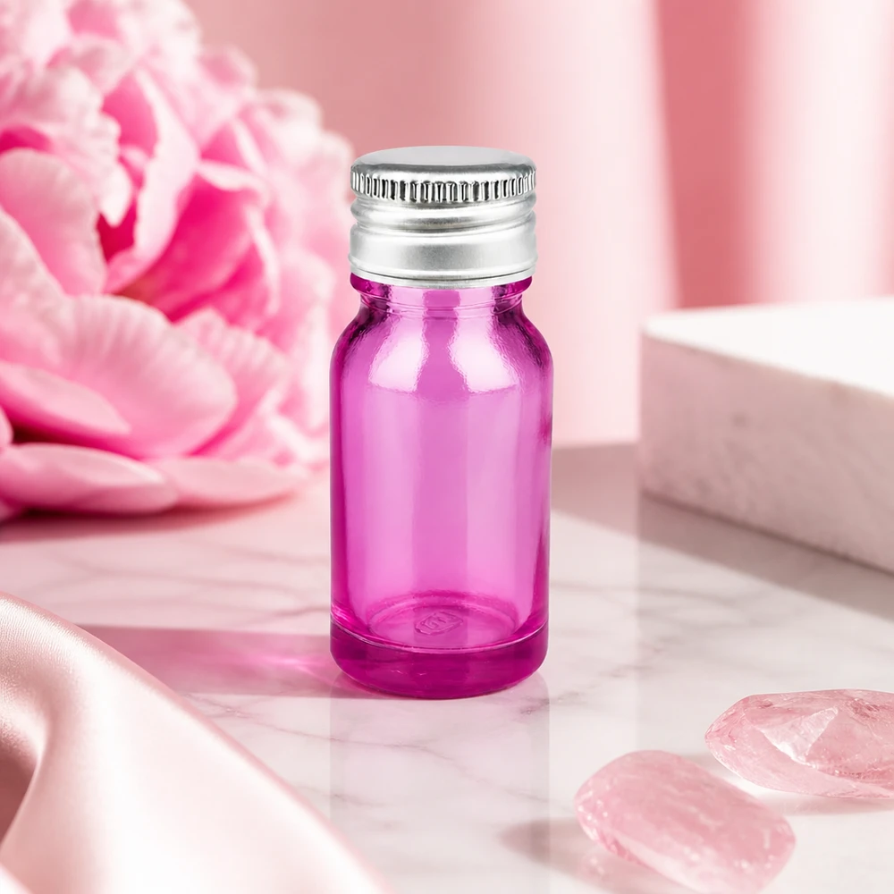 10 ml glasflaska med 11 mm öppning i violett färg för exakt dosering av essenser och tinkturer