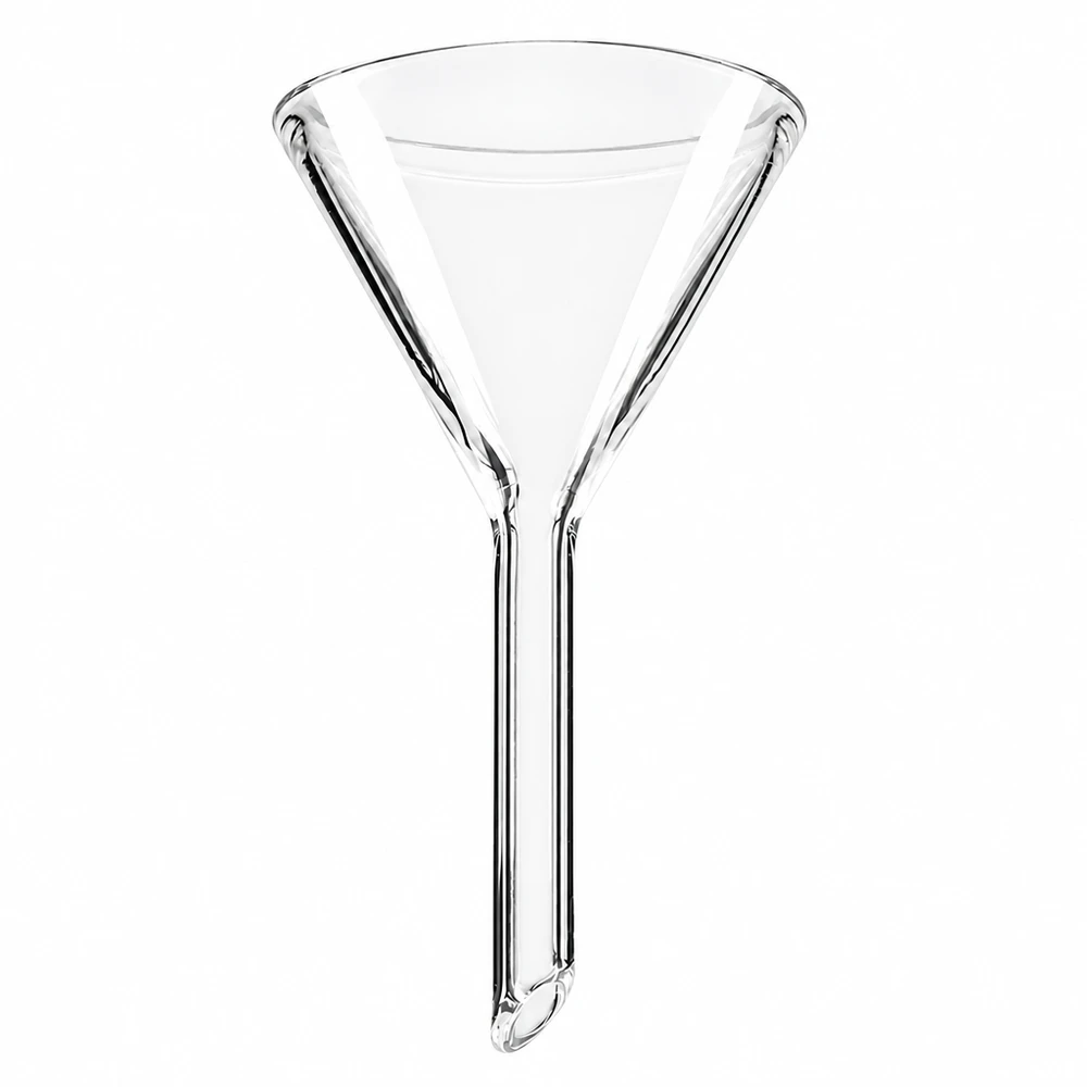 Tratt ø35mm soda lime, vinkel 60°, kort modell Glastratt 35 mm diameter tillverkad av soda-lime-glas med 60 graders vinkel och kort handtag