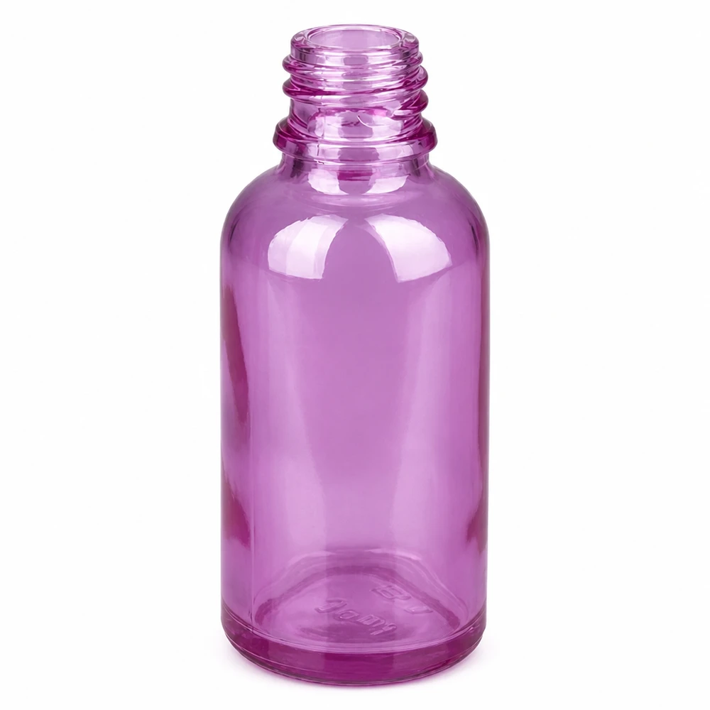 Violett glasflaska 30ml för nässpray med skruvgänga UT18 i premiumkvalitet