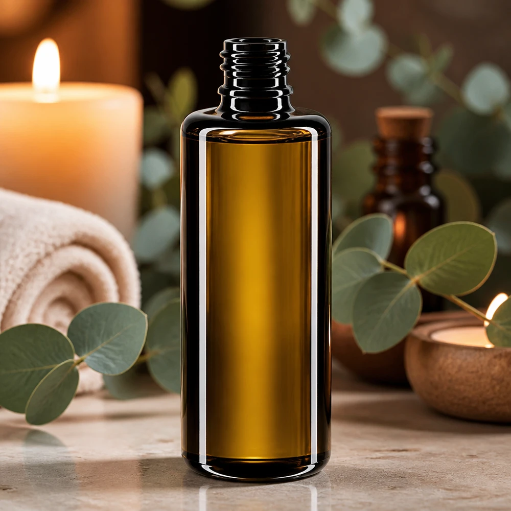 Elegant 50 ml droppflaska i violett glas Orion Miron med praktisk skruvgänga för enkel dosering