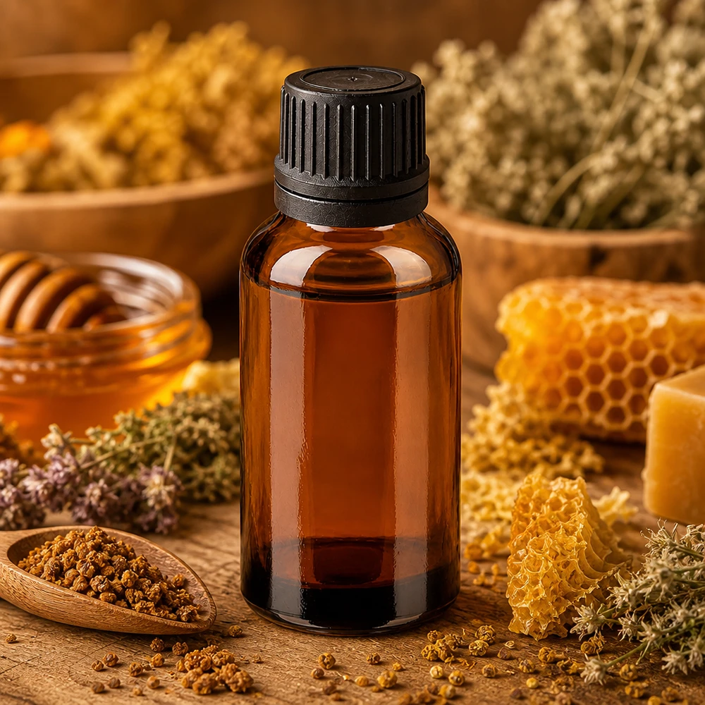 30 ml droppflaska med 1 mm öppning, idealisk för homeopatiska tinkturer och naturläkemedel