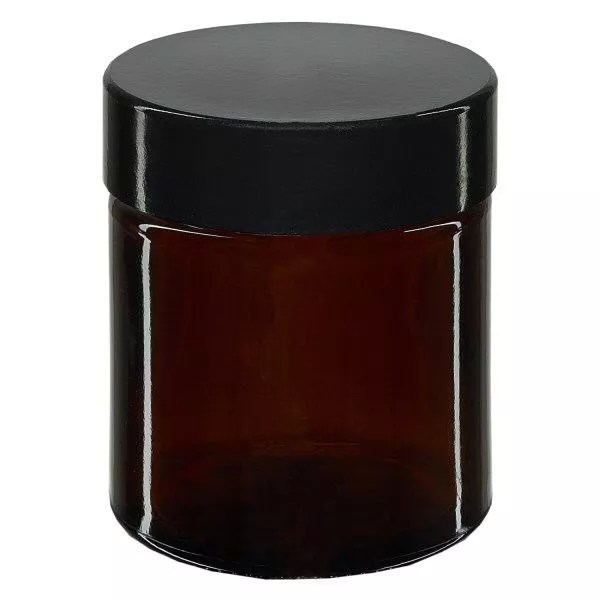 30ml glasburk. brun, med svart bakelitlock ApoGlas 30ml glasburk. brun, med svart bakelitlock ApoGlas