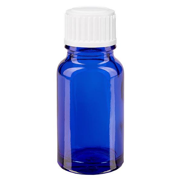 Apoteksflaska blå 10ml skruvkork vit standard Apoteksflaska blå 10ml skruvkork vit standard